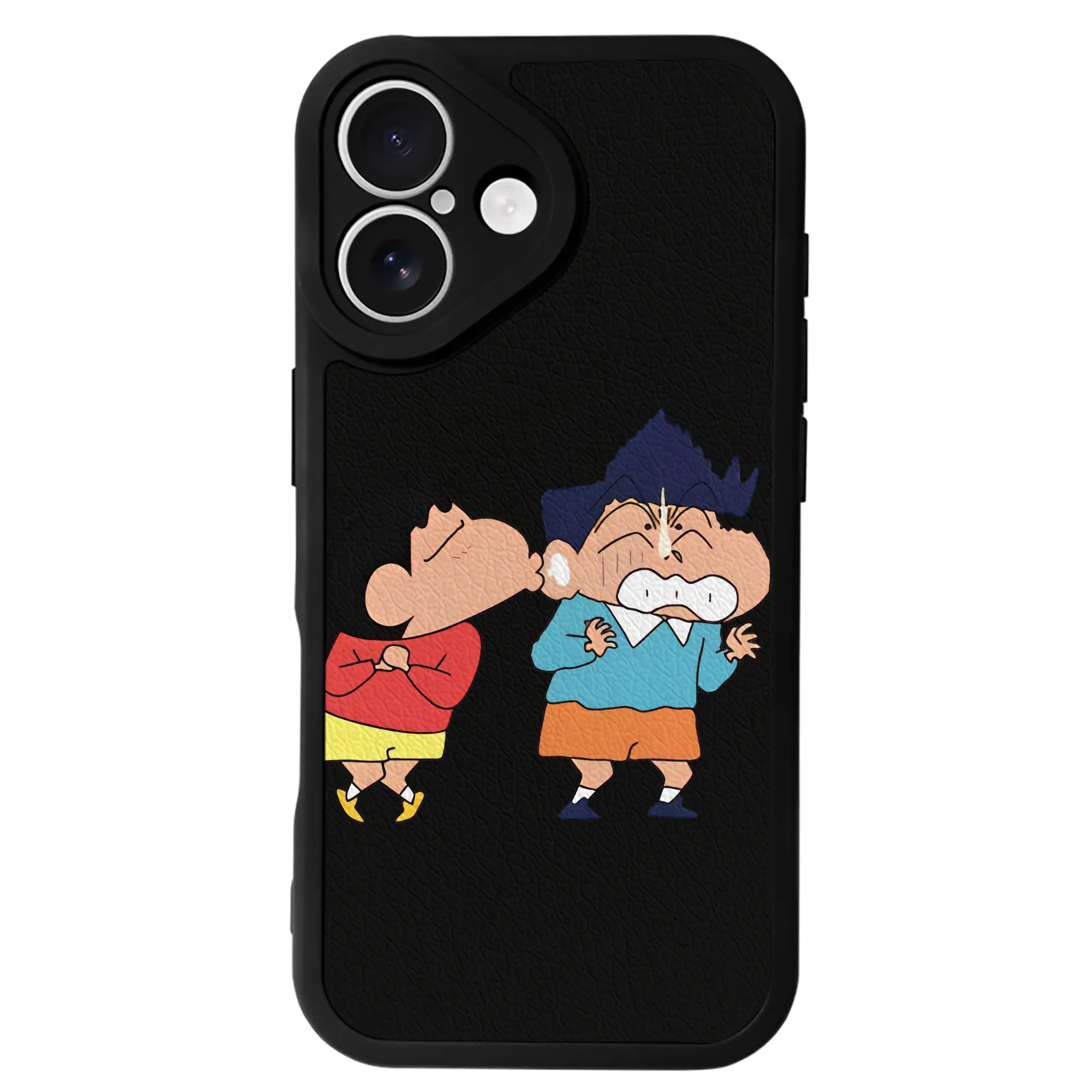 クレヨンしんちゃん グッズ 風間 とおる - IPhone 16シリーズ対応 ・ シリコンスマホケース ・ レザー調 ・ 高精度フィット ・ 耐衝撃 ・ ワイヤレス充電対応 ・ 精密カット